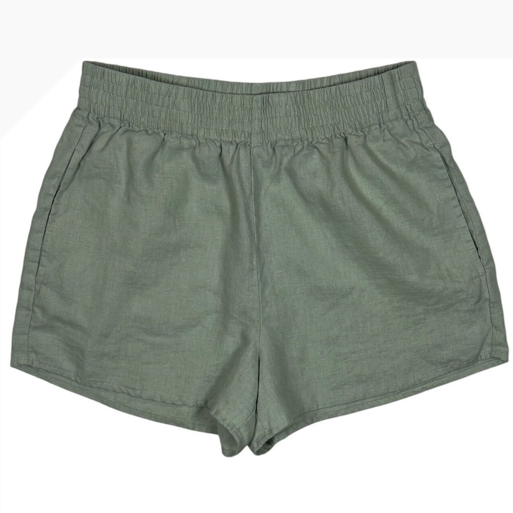 WILFRED Aritzia Descent Shorts, 100% Linen Pull-On Shorts Size Sm Elastic Waist